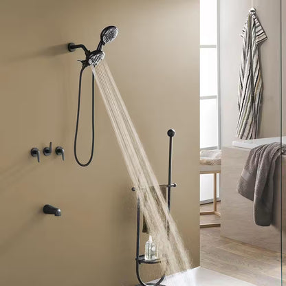 3-Handle Tub Shower Faucet Dual Head Shower 2.5 GPM  Matte Black, with Valve