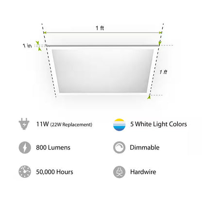 Commercial Electric 1ftx1ft Dimmable White LED WHITE Square Flat Flush Mount