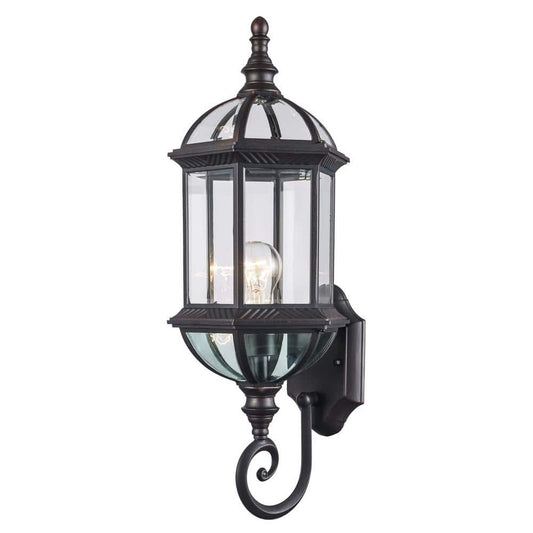 Bel Air Lighting Wentworth 1-Light Rust Outdoor Wall Light Fixture Clear Glass