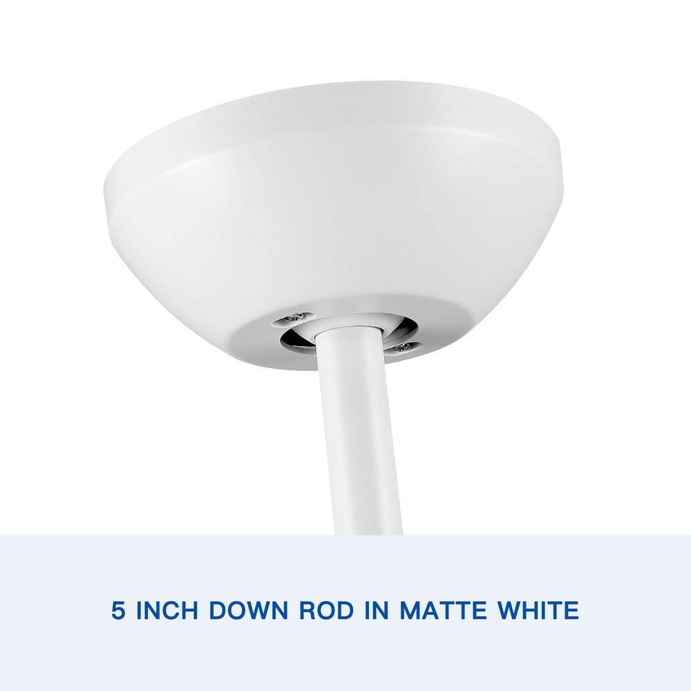 48 in. Integrated LED Light Kit Matte White Ceiling Fan with Remote Control
