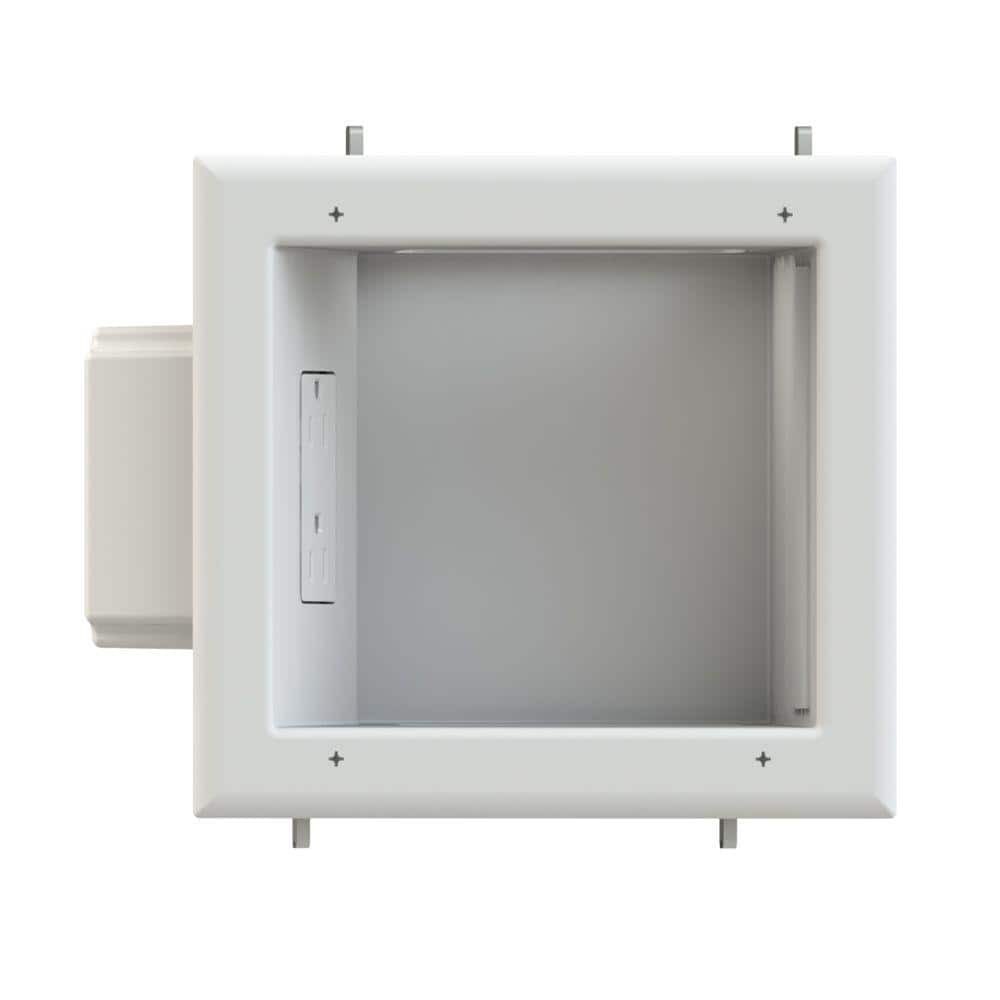 Commercial Electric White 1-Gang Pass-Through Plastic Multimedia Recessed Box