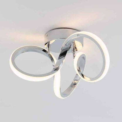 Artika Swirl 13 in. Modern Chrome LED Flush Mount Ceiling Light Fixture