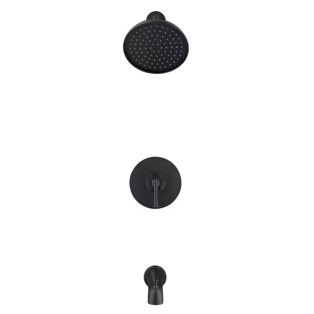  GLACIER BAY Oswell 1-Handle Tub and Shower Faucet in Matte Black + Valve