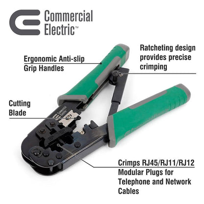 Commercial Electric Ratchet Modular Plug Crimper