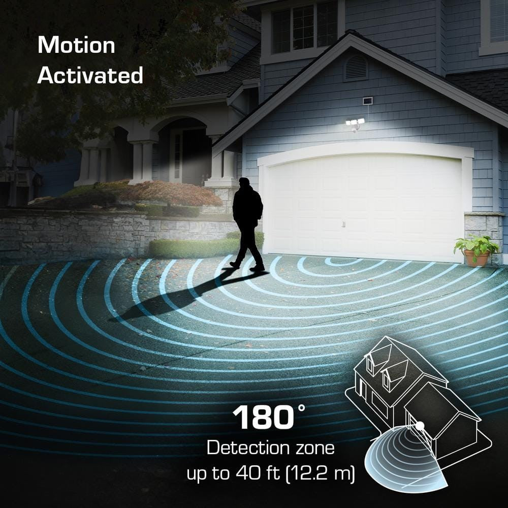 Defiant 180° White Motion Security Light Solar Outdoor Flood Light 2100 Lumens