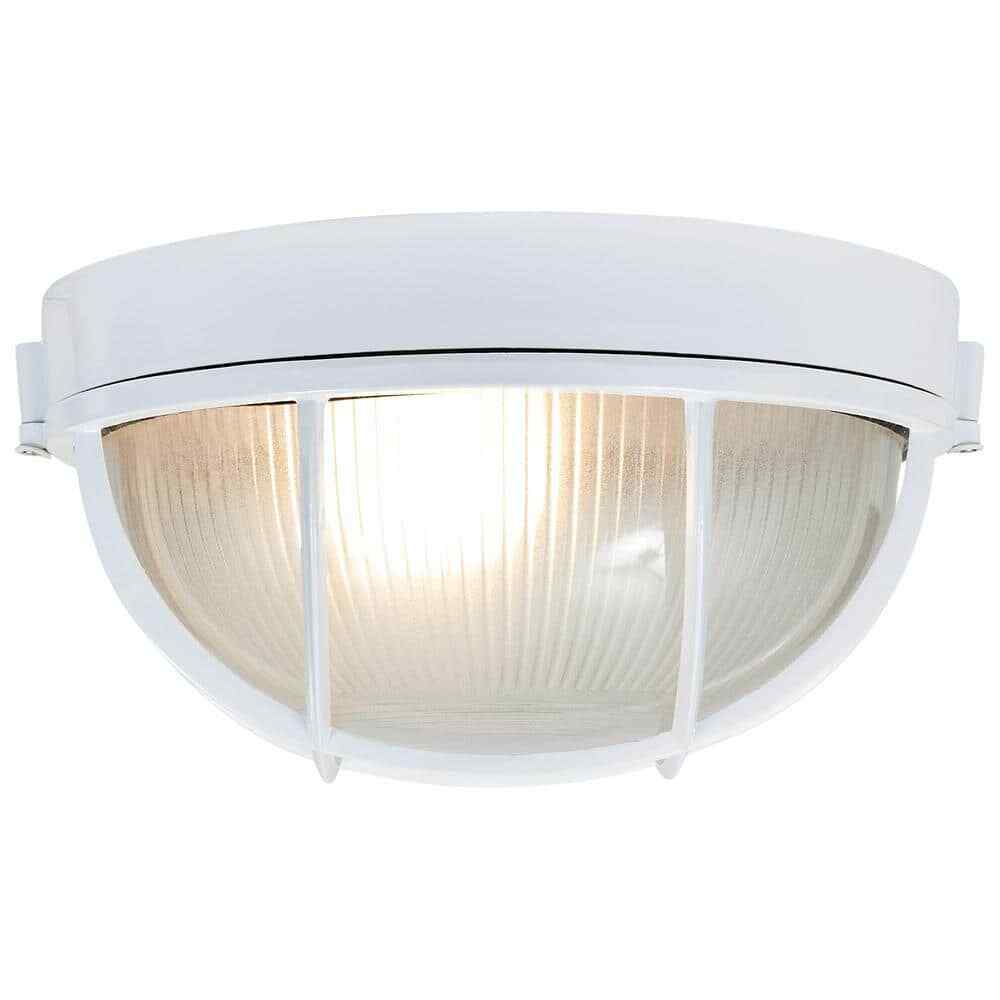 Access Lighting Nauticus White Outdoor Bulkhead Light w/ Frosted Glass Shade