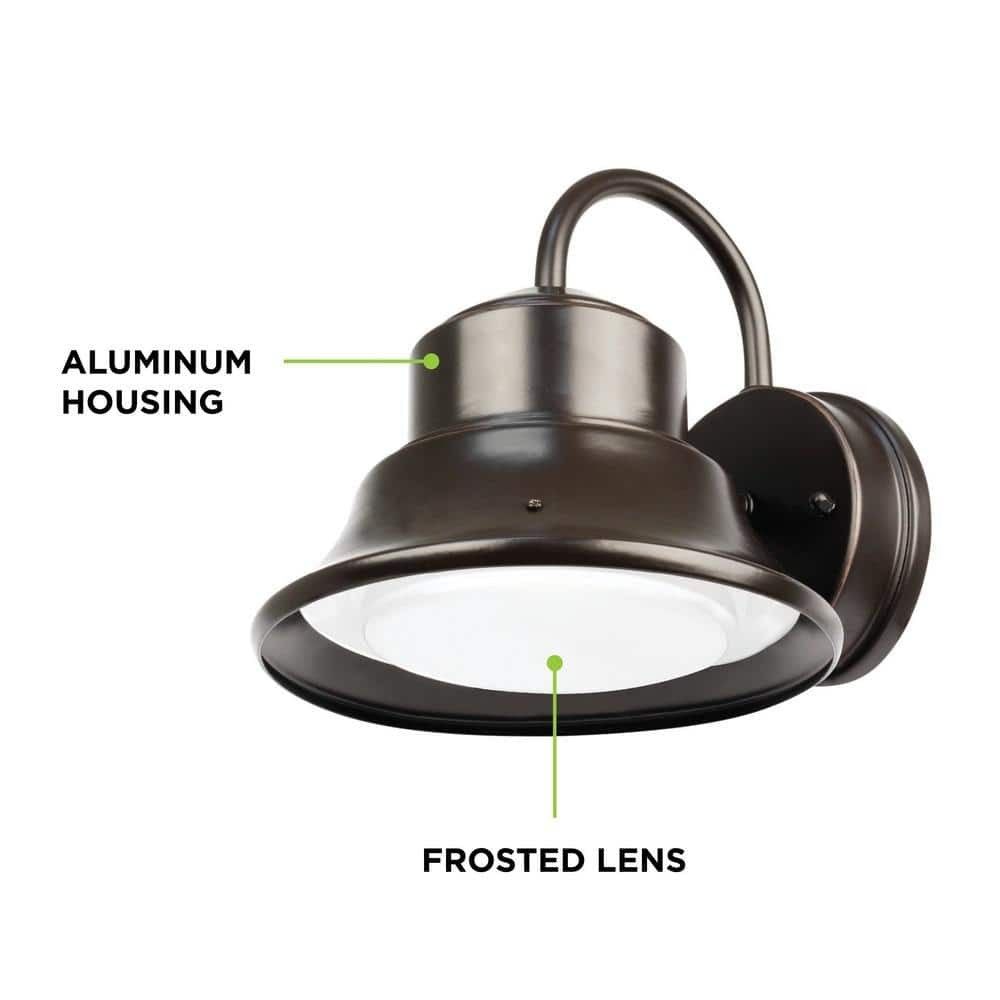 Commercial Electric Integrated LED Bronze Dusk to Dawn Bell Wall Light 4000K