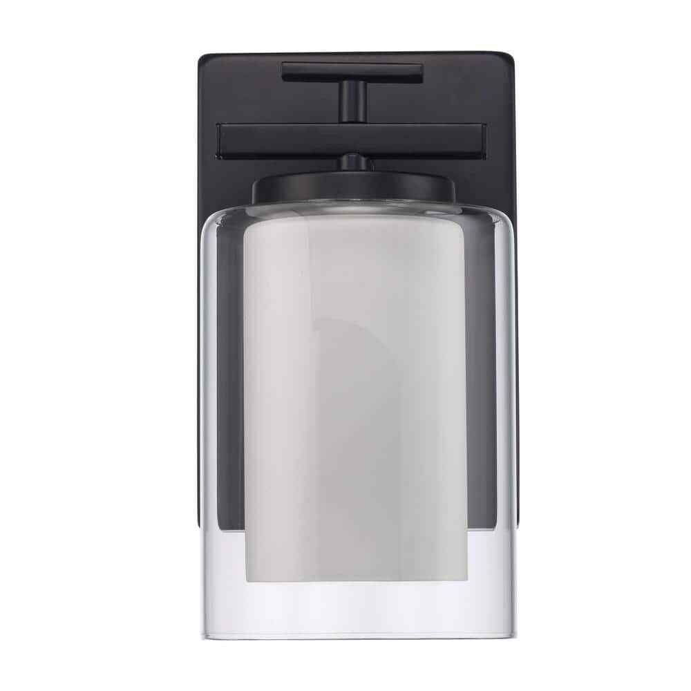 Bel Air Lighting Lisbon 1-Light Black Wall Sconce Light Fixture w/ Glass Shade