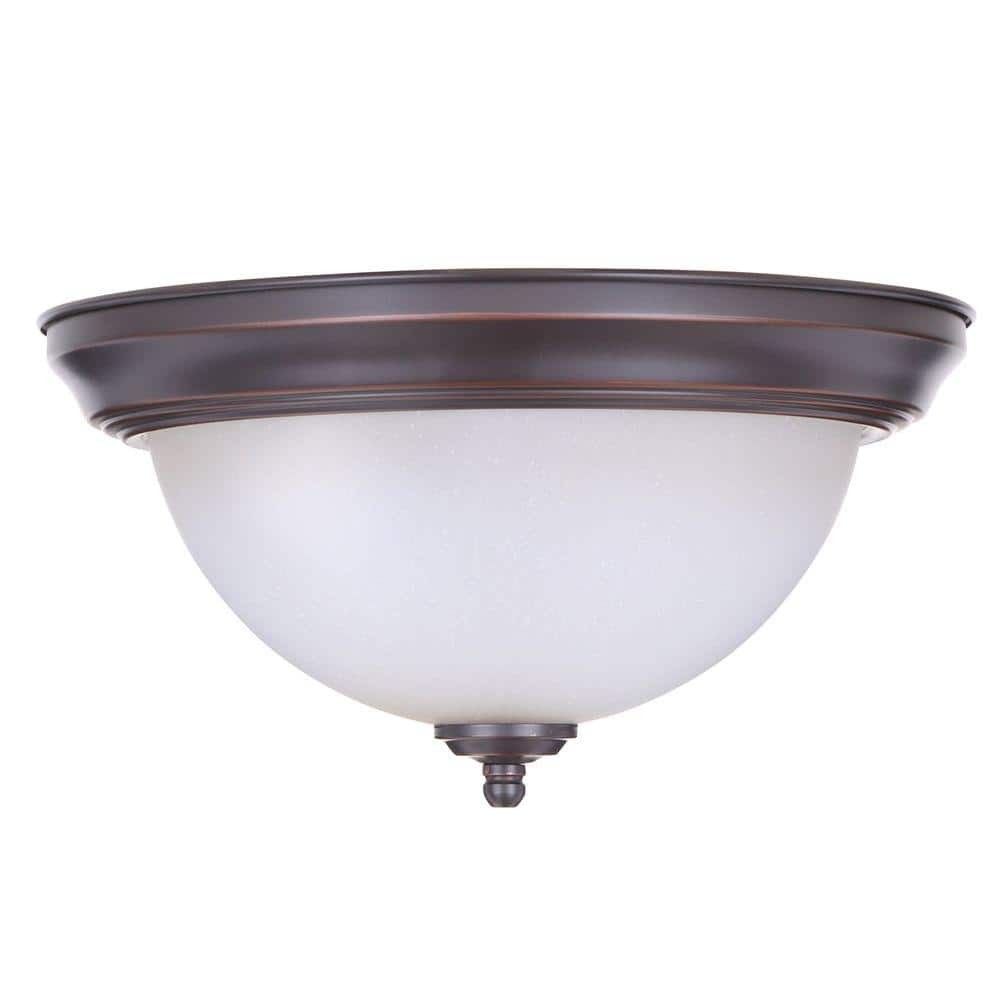 11 in. 1-Light Oil Rubbed Bronze Flush Mount 2-PACK