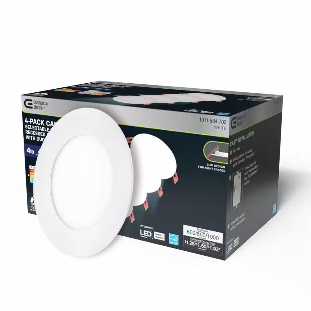 Commercial Electric 4" Canless Selectable Lumens  Color Recessed Lights 4 Pack