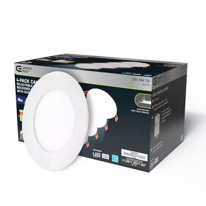 Commercial Electric 4" Canless Selectable Lumens  Color Recessed Lights 4 Pack