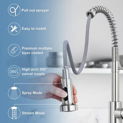 AKLFGN Kitchen Faucet Pull Out Sprayer Kitchen Faucet, Deckplate, Brushed Nickel