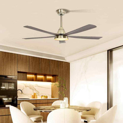 52 in. Smart LED Wood Black Semi Flush Mount Ceiling Fan w/ Light Kit Remote App