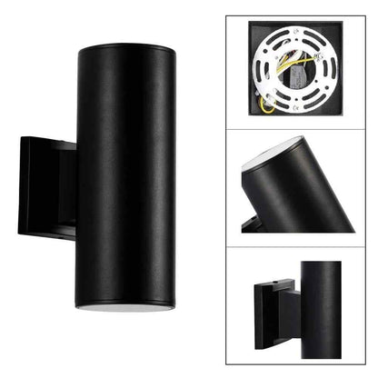 Cedar Hill 11 in. Cylinder Black LED Outdoor Wall Sconce Light Fixture