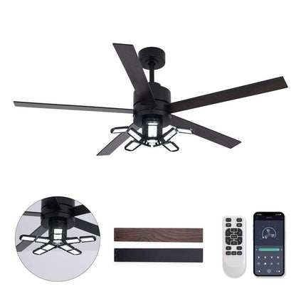 ANTOINE 56 in. Black Ceiling Fan with Dimmable LED Light & Remote  for Garage 