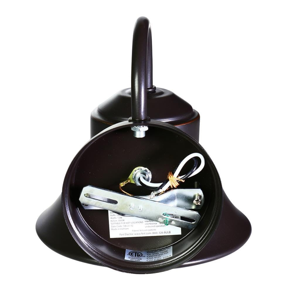 Commercial Electric Integrated LED Bronze Dusk to Dawn Bell Wall Light 4000K