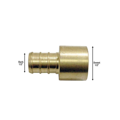 Apollo 1/2 in. Brass PEX-B Barb x 1/2 in. Female Copper Sweat Adapter 10-Pack