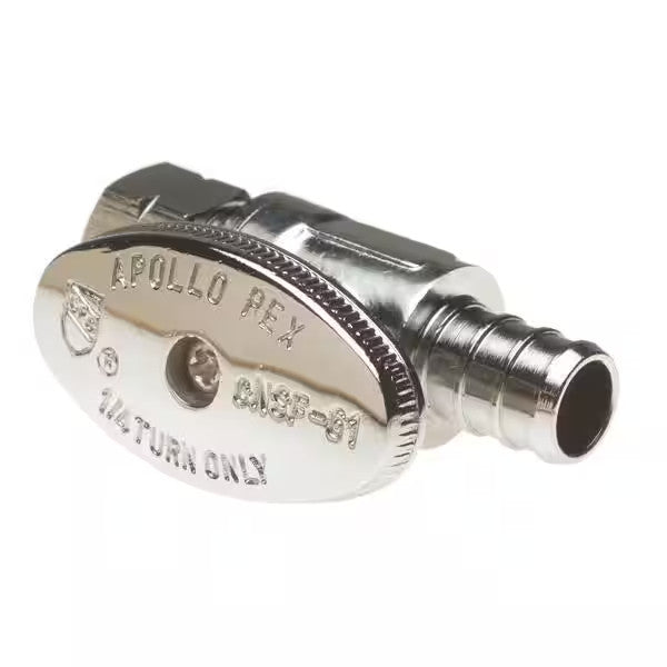 6 Pk Apollo APXVS1238C6JR 1/2" Brass PEX-B Barb x 3/8" Comp Straight Stop Valve