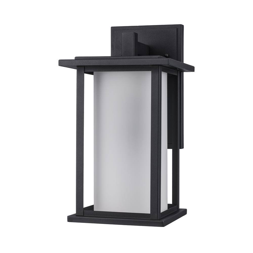 Bel Air Lighting Shaakar 18in Black Outdoor Wall Light Fixture w/ Frosted Glass