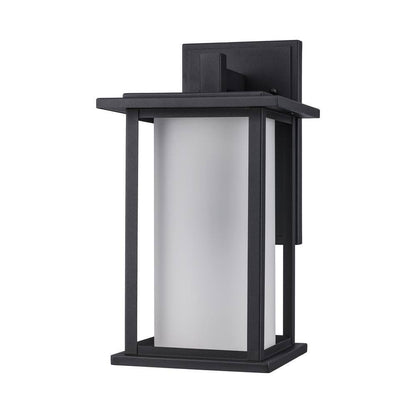 Bel Air Lighting Shaakar 18in Black Outdoor Wall Light Fixture w/ Frosted Glass