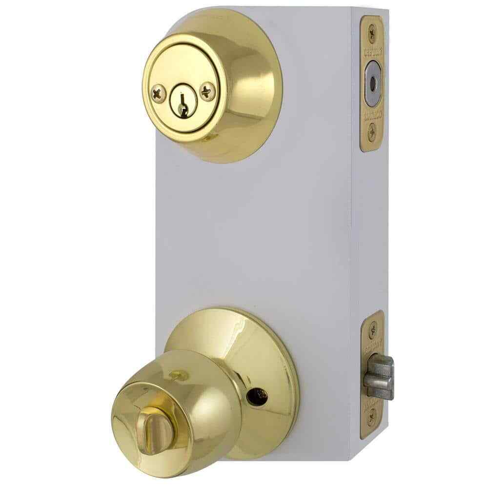 Defiant Brandywine Polished Brass Combo Pack with Double Cylinder Deadbolt