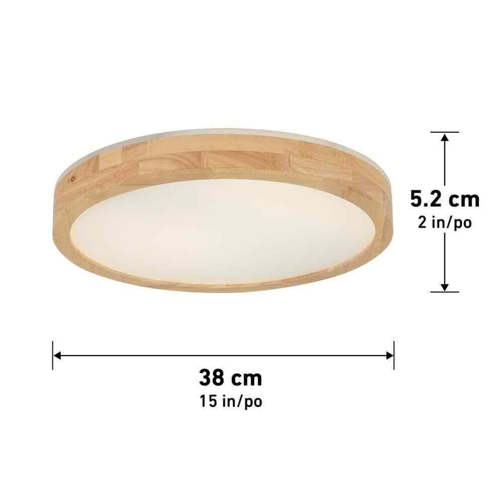Artika Dryad 15 in. 30 Watt Modern Wood LED Flush Mount Ceiling Light Fixture