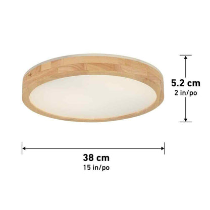 Artika Dryad 15 in. 30 Watt Modern Wood LED Flush Mount Ceiling Light Fixture