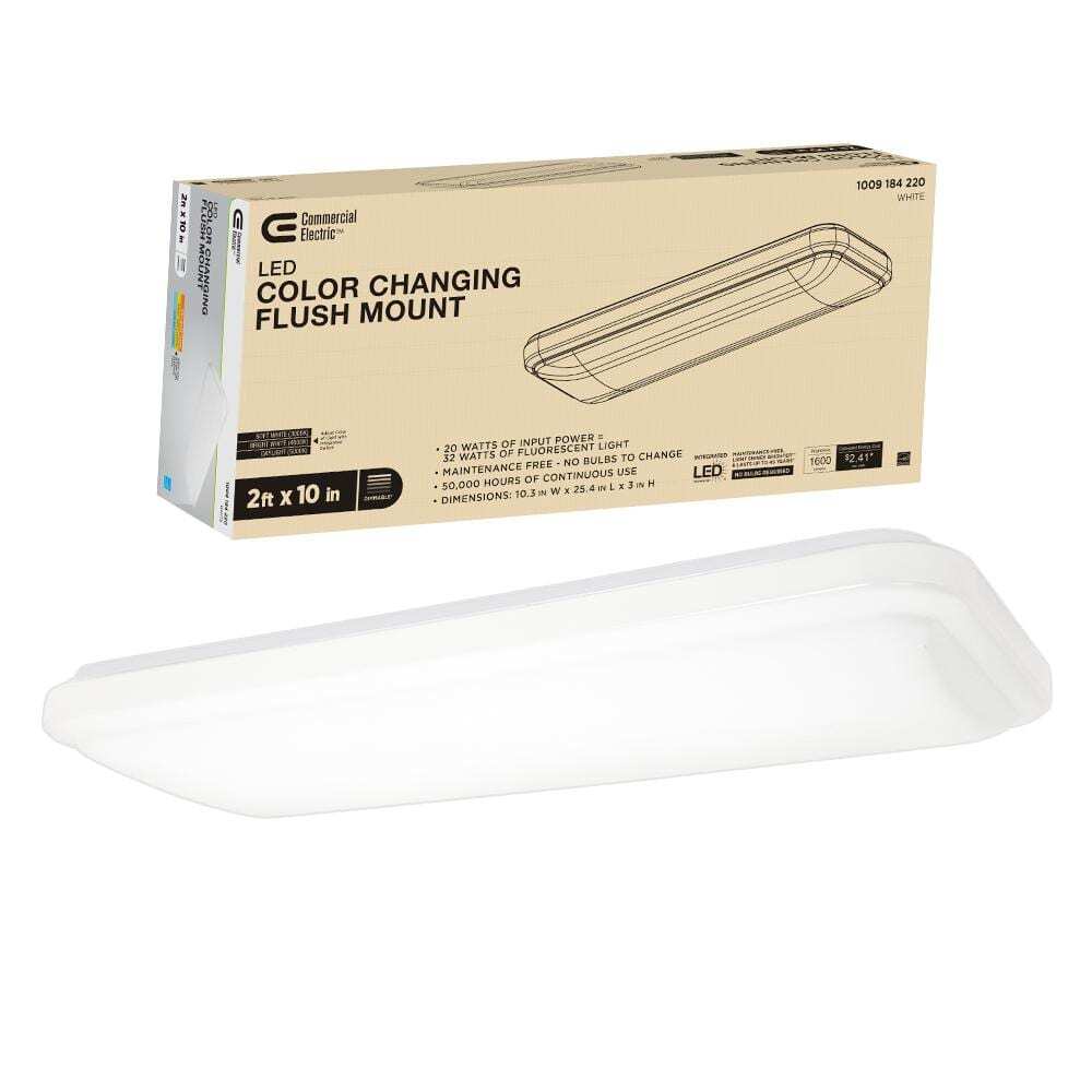 Commercial Electric 24 in. x 10 in. Low Profile LED Flush Mount Kitchen Light 
