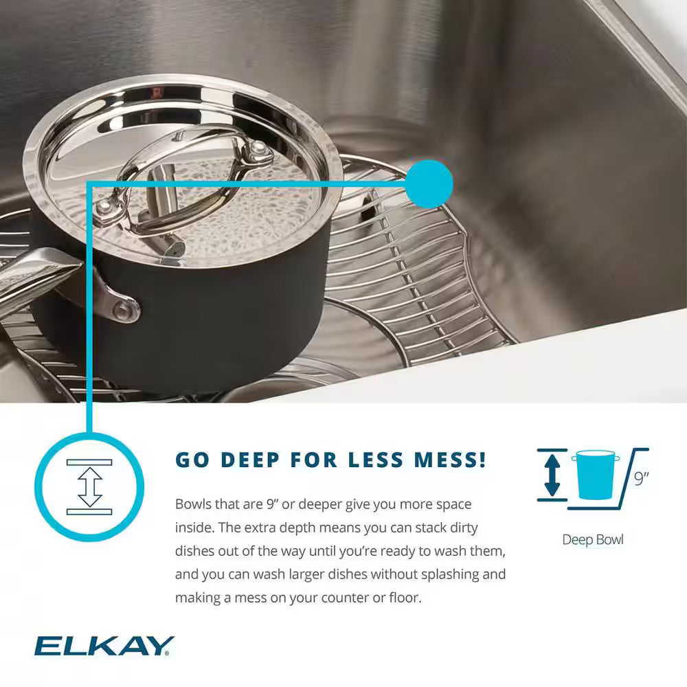 Crosstown 15" Drop-In/Undermount Single Stainless Steel Kitchen Sink + Faucet