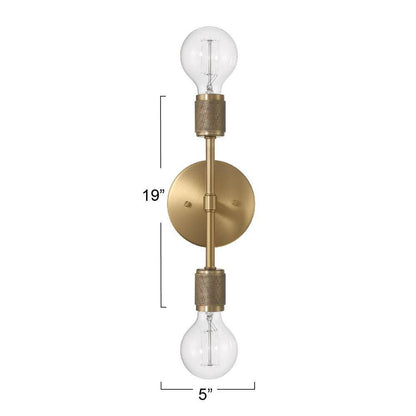 6.37 in. Maxim 2-Light Lacquered Brass Minimalist Wall Sconce with Exposed Bulbs