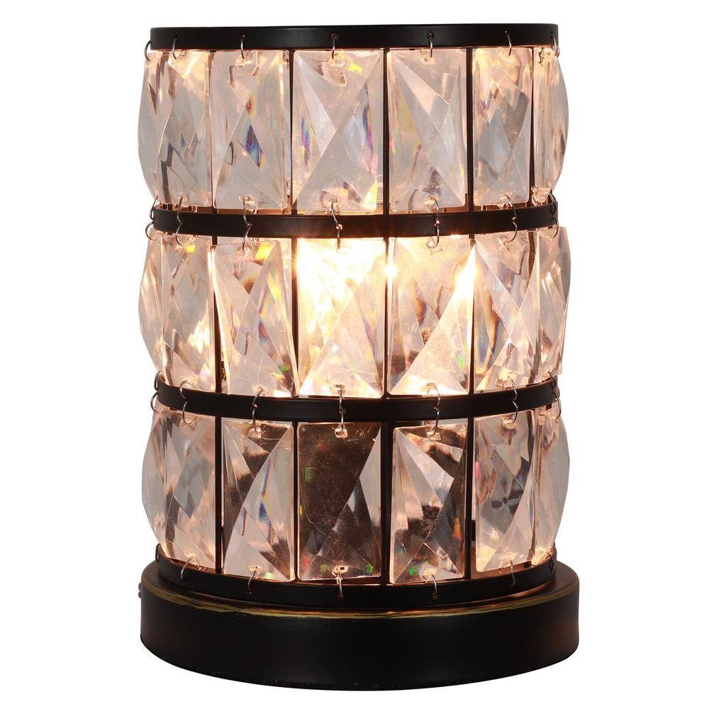 Decor Therapy Hayes 9 in. Bronze Faceted Touch Control Uplight