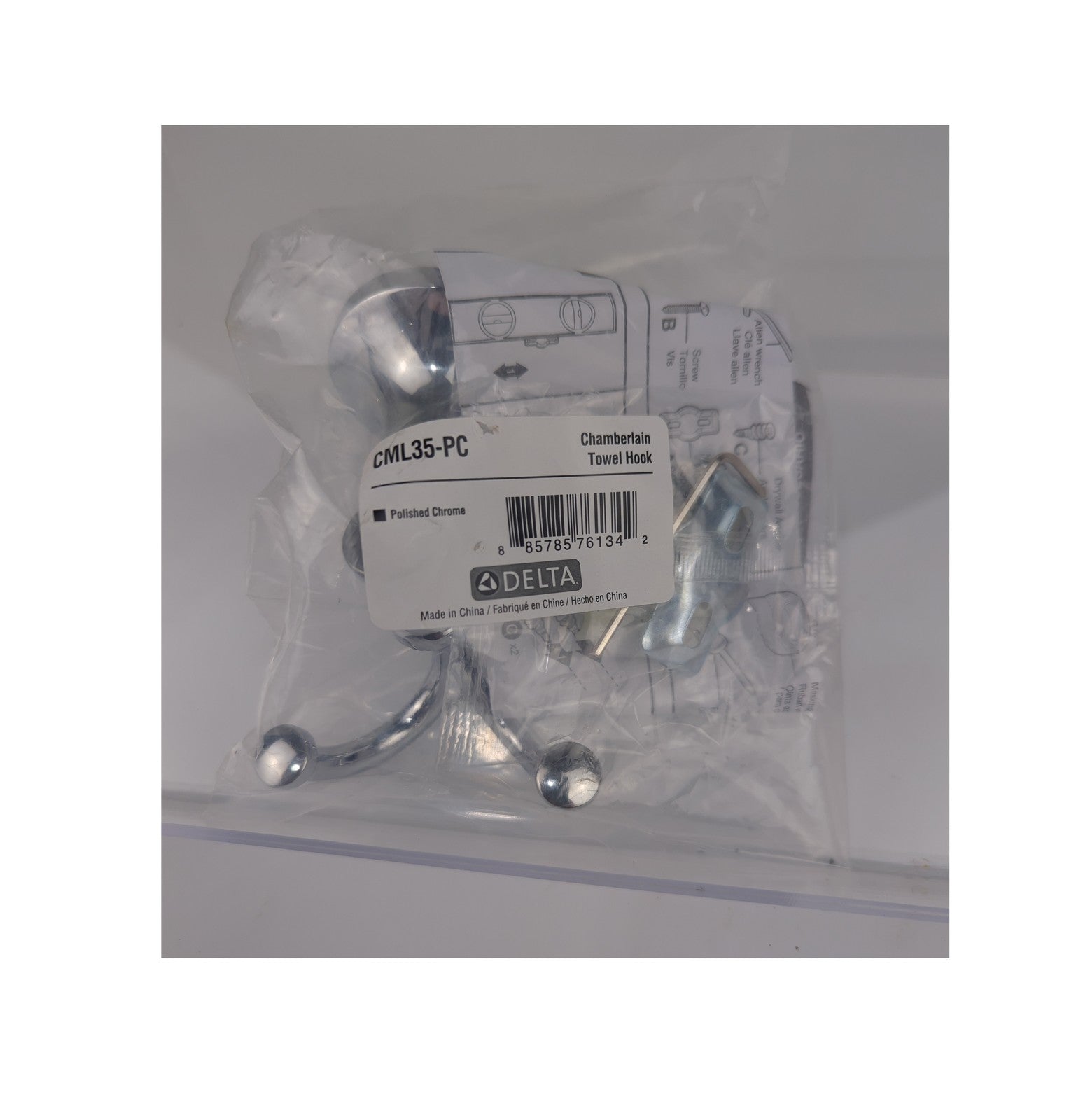 Delta Chamberlain Double Towel Hook Bath Hardware Accessory in Polished Chrome