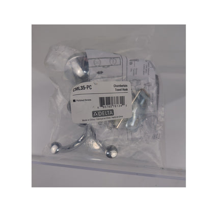 Delta Chamberlain Double Towel Hook Bath Hardware Accessory in Polished Chrome