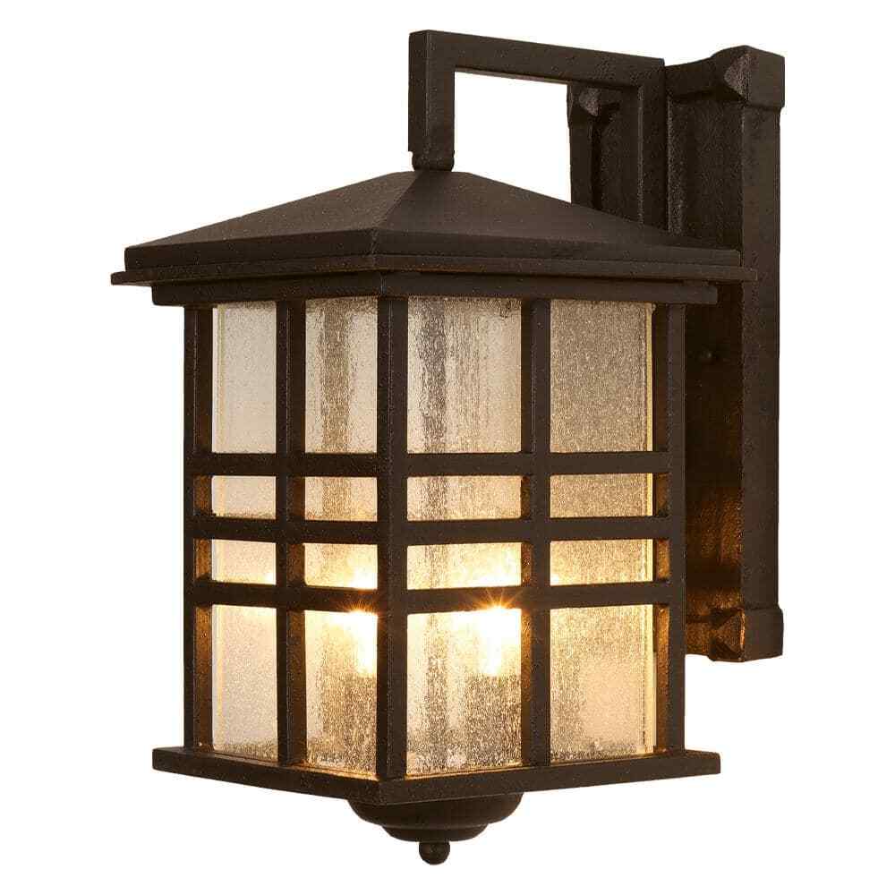 Bel Air Lighting Huntington Bronze Outdoor Wall Light Fixture w/ Seeded Glass