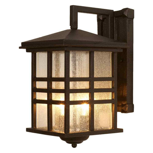 Bel Air Lighting Huntington Bronze Outdoor Wall Light Fixture w/ Seeded Glass