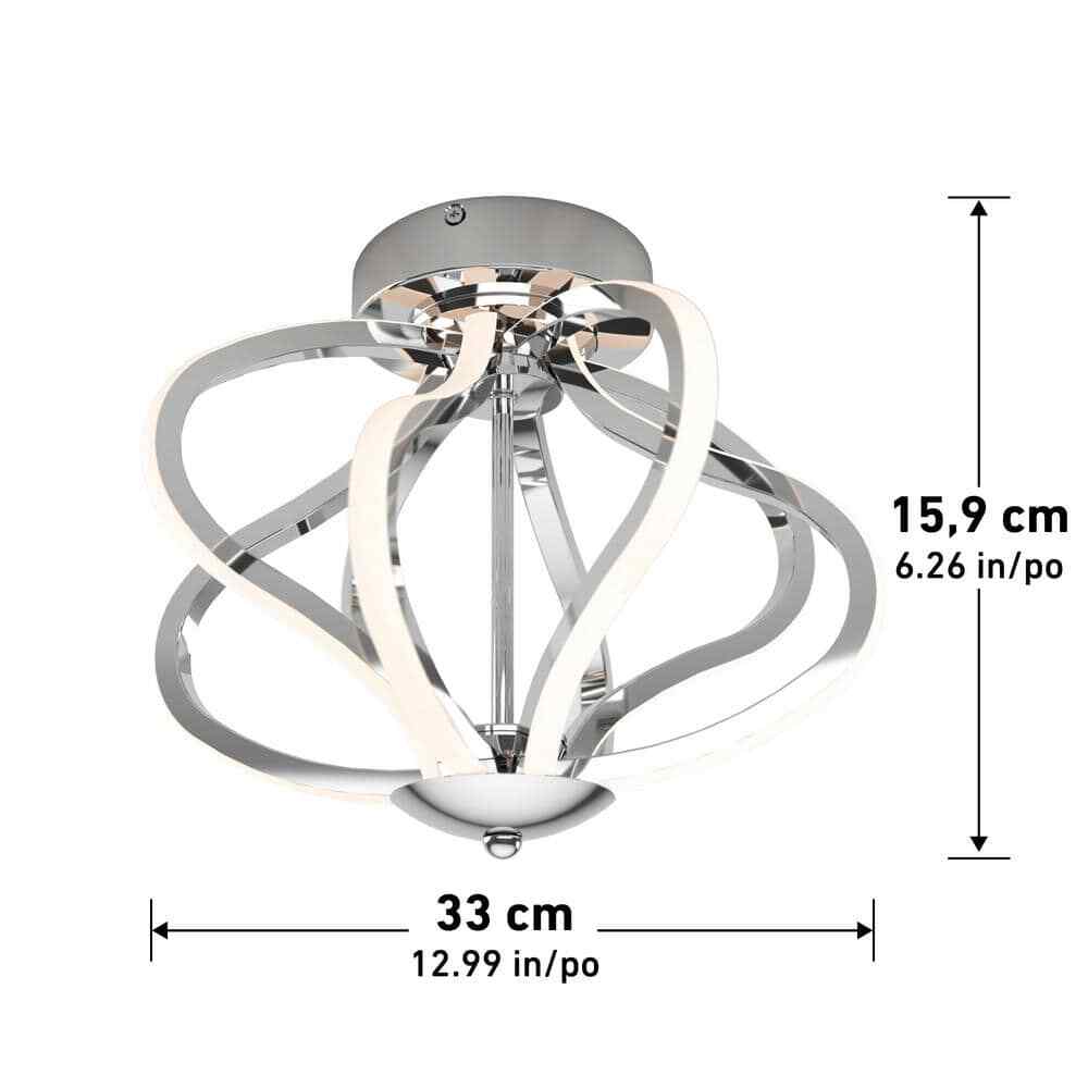 Artika Meridian 12 in. Modern Chrome LED Flush Mount Ceiling Light Fixture
