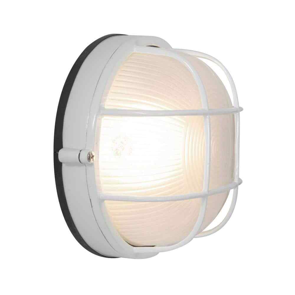 Access Lighting Nauticus White Outdoor Bulkhead Light w/ Frosted Glass Shade