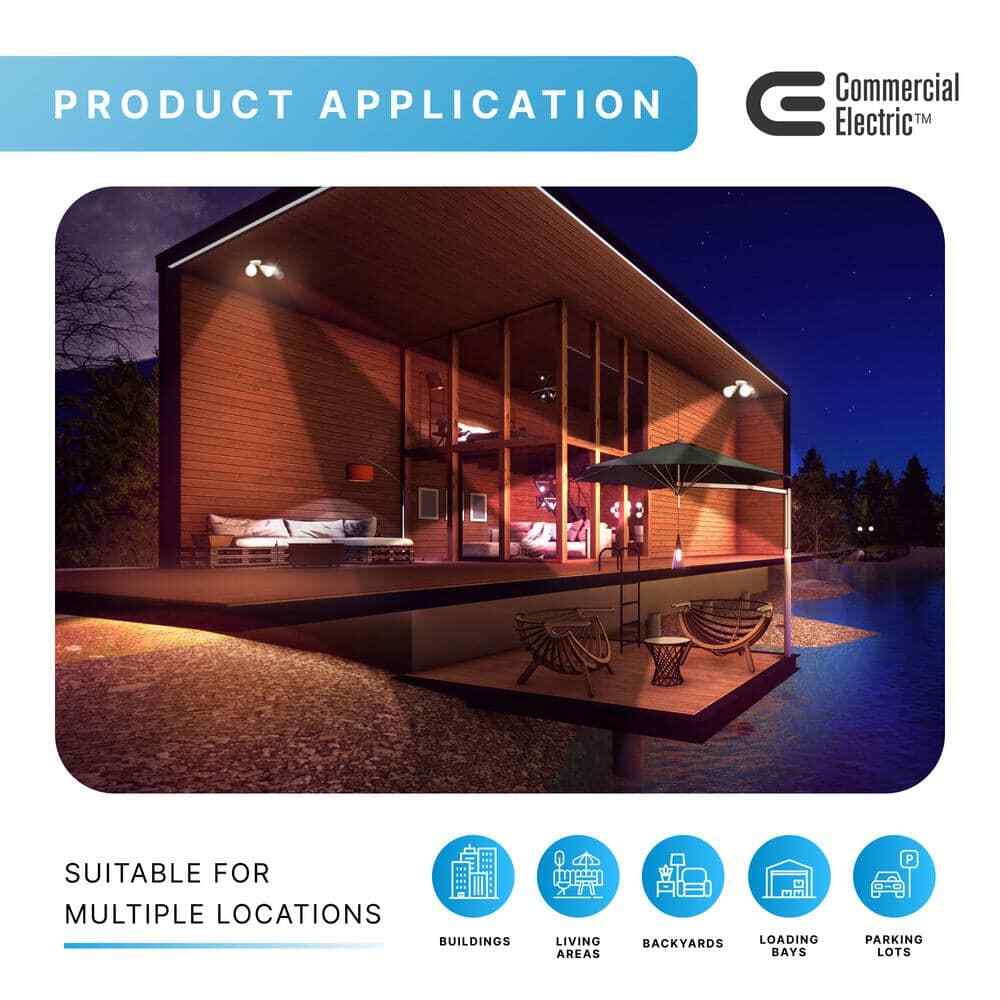 Commercial Electric Twin-Head Directional White Outdoor LED Flood Security Light