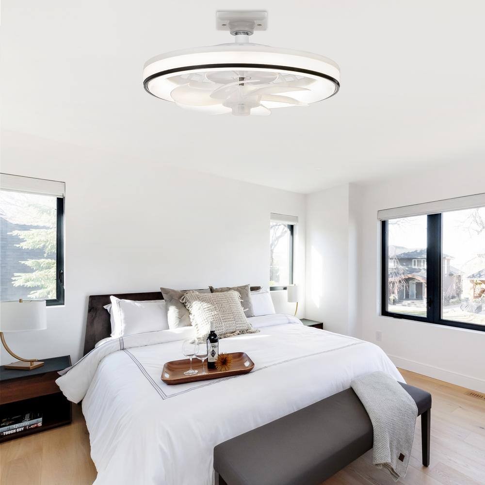 Breezary 13" Integrated LED White Fan Remote Light Socket Frosted Acrylic Shade