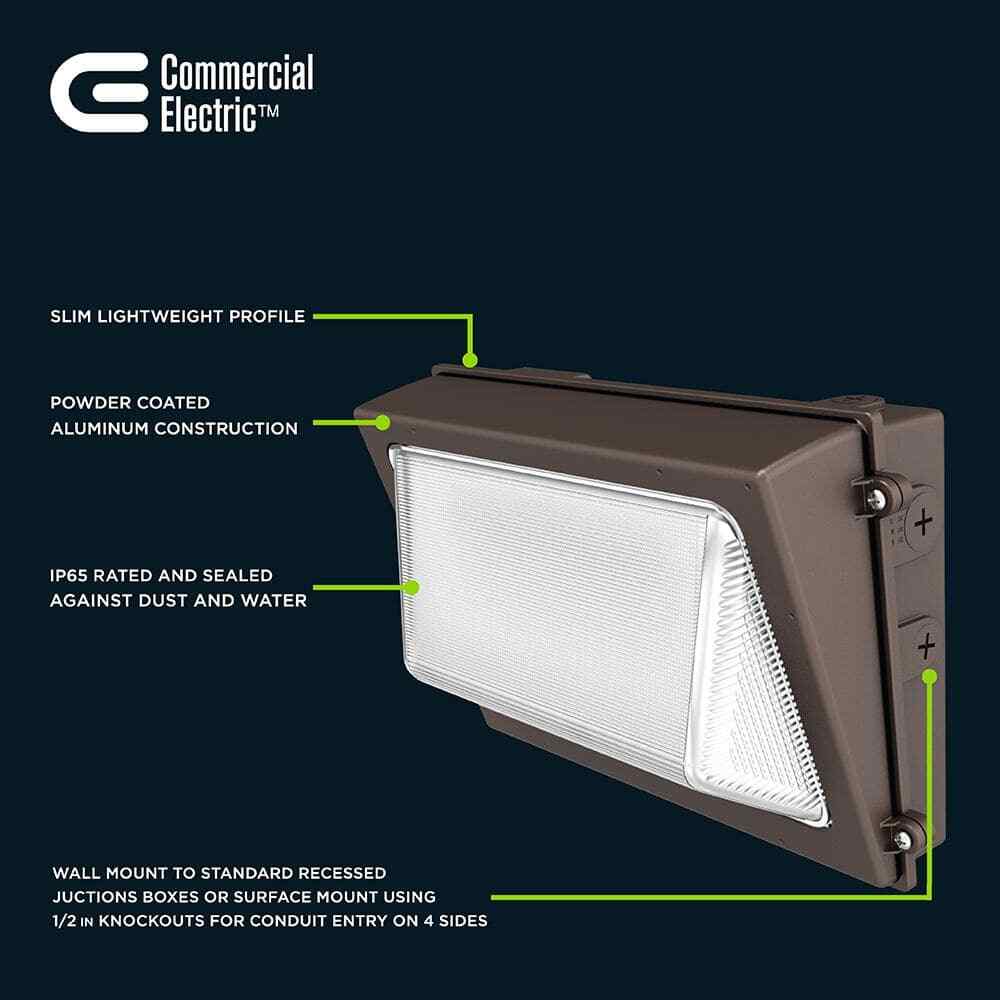 Commercial Electric LED Bronze Dusk to Dawn Wall Pack Light 3000K-5000K