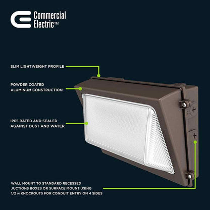 Commercial Electric LED Bronze Dusk to Dawn Wall Pack Light 3000K-5000K