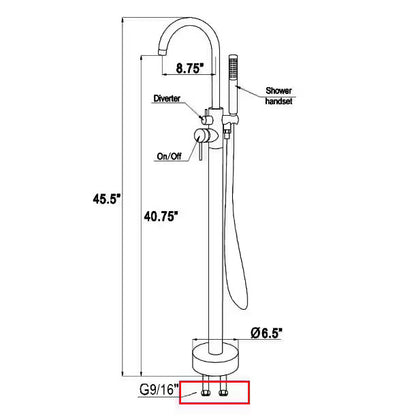 AKDY Freestand Floor Mount Roman Tub Faucet Bathtub Filler, Hand Shower, Chrome