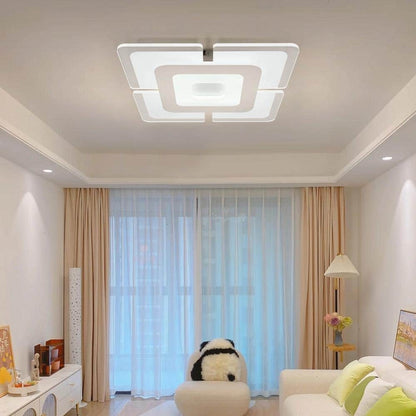 16.5" 1-Light White LED Semi-Flush Mount Indoor Minimalist Square Ceiling Light
