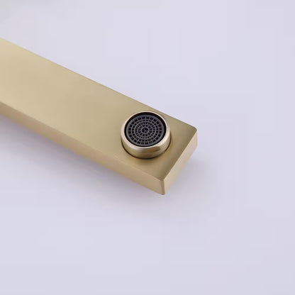 BWE Two-Handle Wall Mounted Bathroom Faucet in Brushed Gold