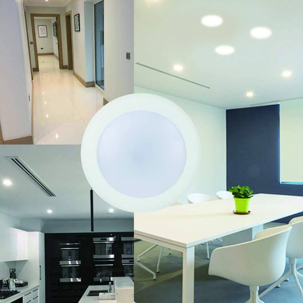 7.5 in. Trim 3000K 40-Watt Eq. Disk Light J-Box or Recessed Can Mounted (4-Pack)