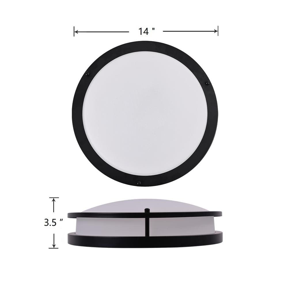14 in Brushed Nickel Selectable LED Round Double Ring Flush Mount Dimmable Black