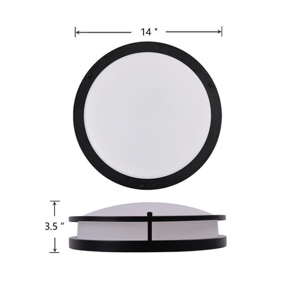 14 in Brushed Nickel Selectable LED Round Double Ring Flush Mount Dimmable Black