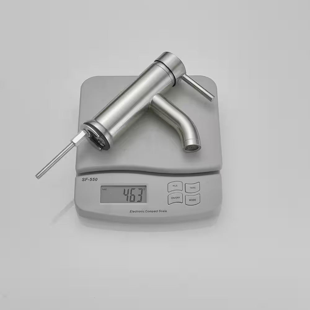 BWE Single Hole Single-Handle Bathroom Faucet w/Pop Up Drain in Brushed Nickel