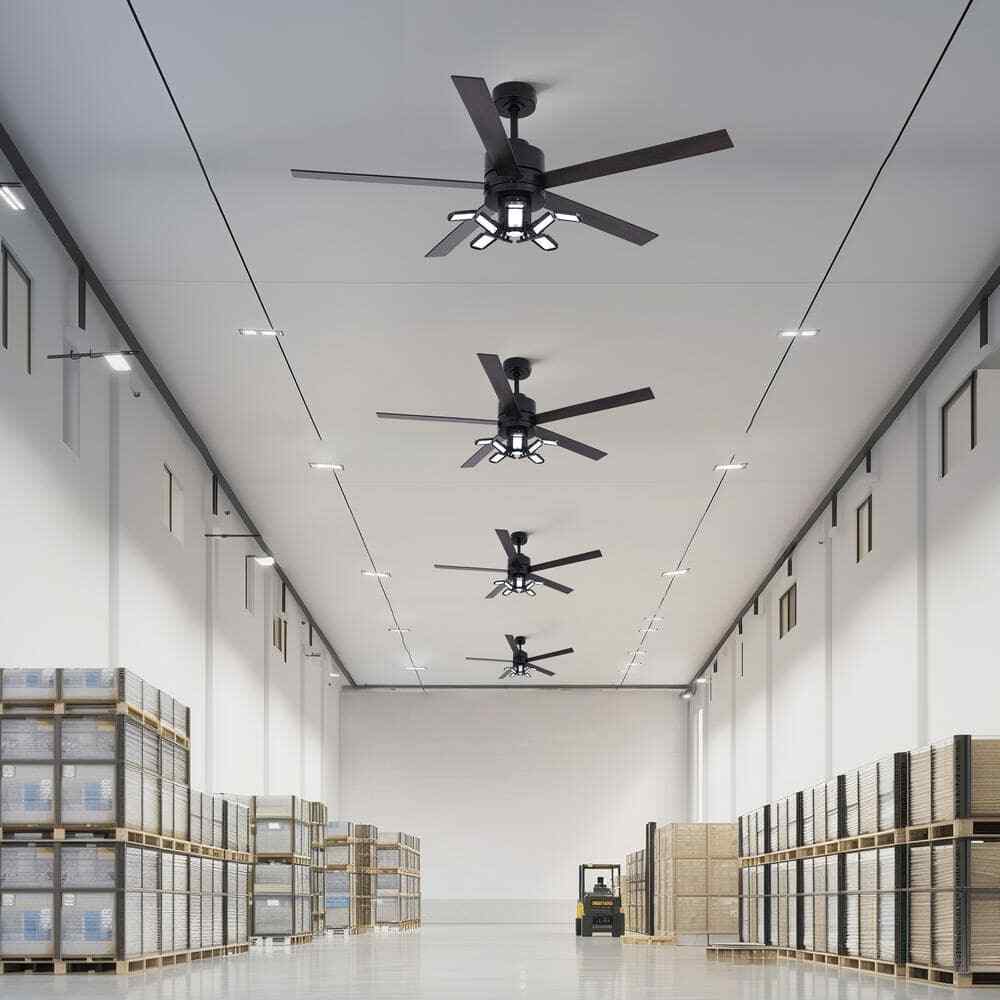 ANTOINE 56 in. Black Ceiling Fan with Dimmable LED Light & Remote  for Garage 