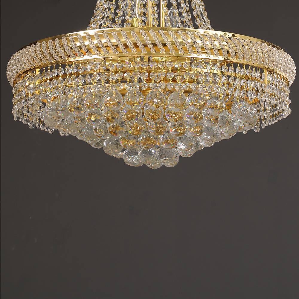14-Light Golden France Empire Style Modern K9 Crystal Raindrop Chandelier Light